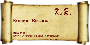 Kummer Roland névjegykártya